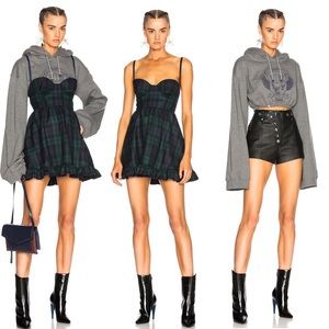 Fenty x Puma Sweatshirt w/ Mini Tartan Plaid Dress in Charcoal